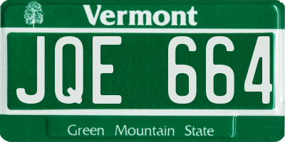 VT license plate JQE664