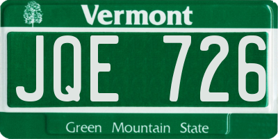 VT license plate JQE726