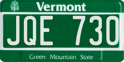 VT license plate JQE730