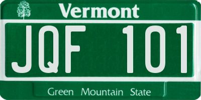 VT license plate JQF101