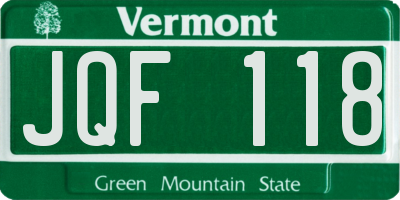 VT license plate JQF118