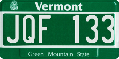 VT license plate JQF133