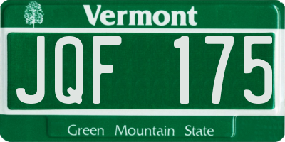 VT license plate JQF175