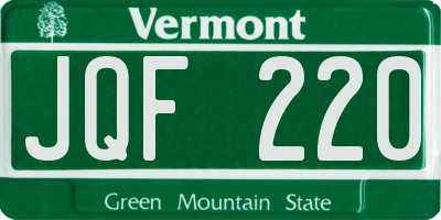 VT license plate JQF220