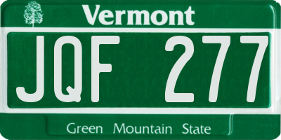VT license plate JQF277