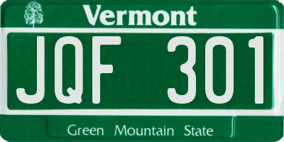 VT license plate JQF301