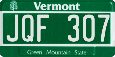 VT license plate JQF307