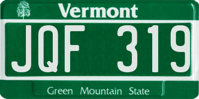 VT license plate JQF319