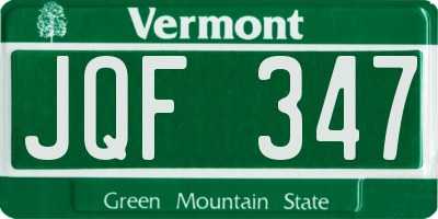 VT license plate JQF347