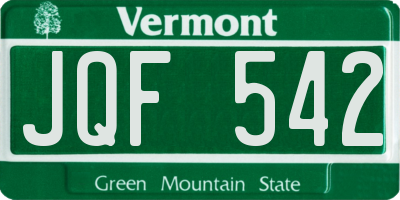 VT license plate JQF542