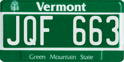 VT license plate JQF663