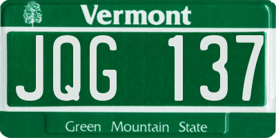 VT license plate JQG137