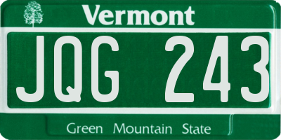 VT license plate JQG243