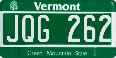 VT license plate JQG262