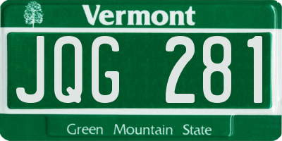 VT license plate JQG281