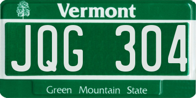 VT license plate JQG304