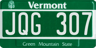 VT license plate JQG307