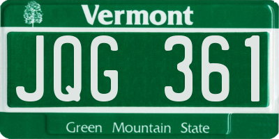 VT license plate JQG361