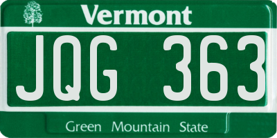VT license plate JQG363