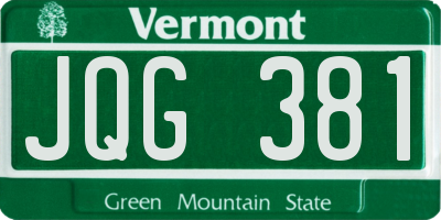 VT license plate JQG381