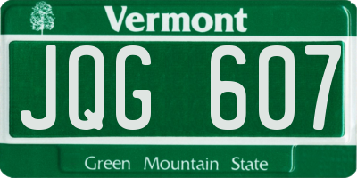 VT license plate JQG607