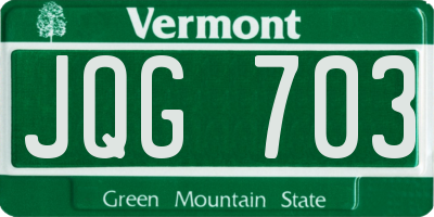 VT license plate JQG703