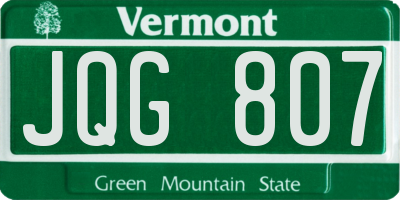 VT license plate JQG807