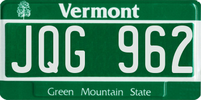VT license plate JQG962