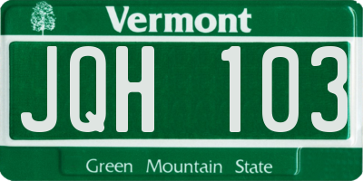 VT license plate JQH103