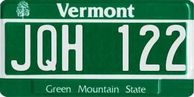 VT license plate JQH122