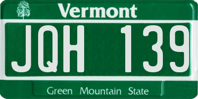 VT license plate JQH139