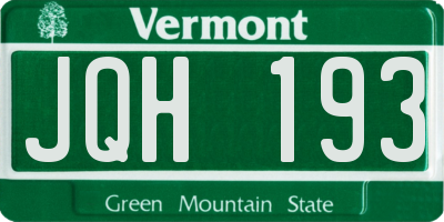 VT license plate JQH193