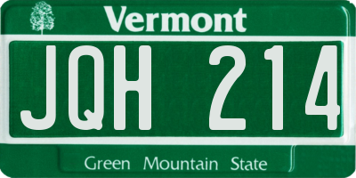 VT license plate JQH214