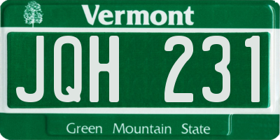 VT license plate JQH231