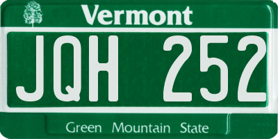 VT license plate JQH252