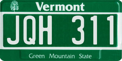 VT license plate JQH311
