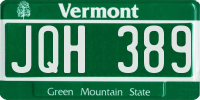 VT license plate JQH389