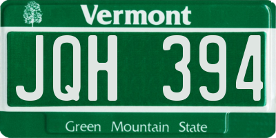 VT license plate JQH394