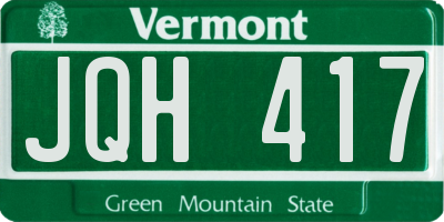 VT license plate JQH417