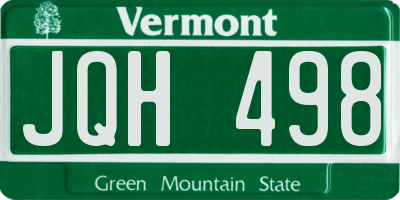 VT license plate JQH498