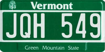 VT license plate JQH549