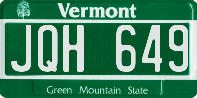 VT license plate JQH649