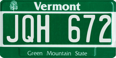 VT license plate JQH672