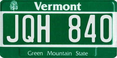 VT license plate JQH840