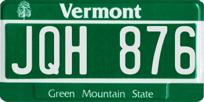VT license plate JQH876