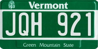 VT license plate JQH921
