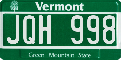VT license plate JQH998
