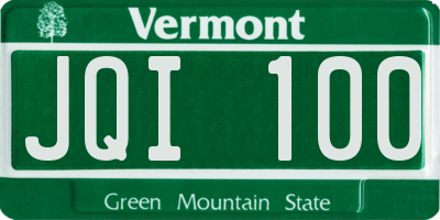 VT license plate JQI100