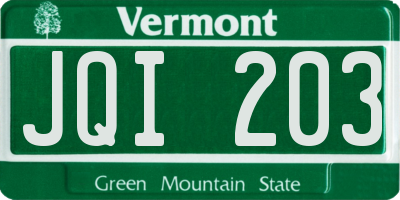 VT license plate JQI203