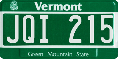 VT license plate JQI215
